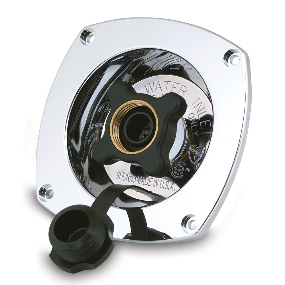 Shurflo Pressure Reducing City Water Entry - Wall Mount Chrome for Marine and RV Use | 183-029-14