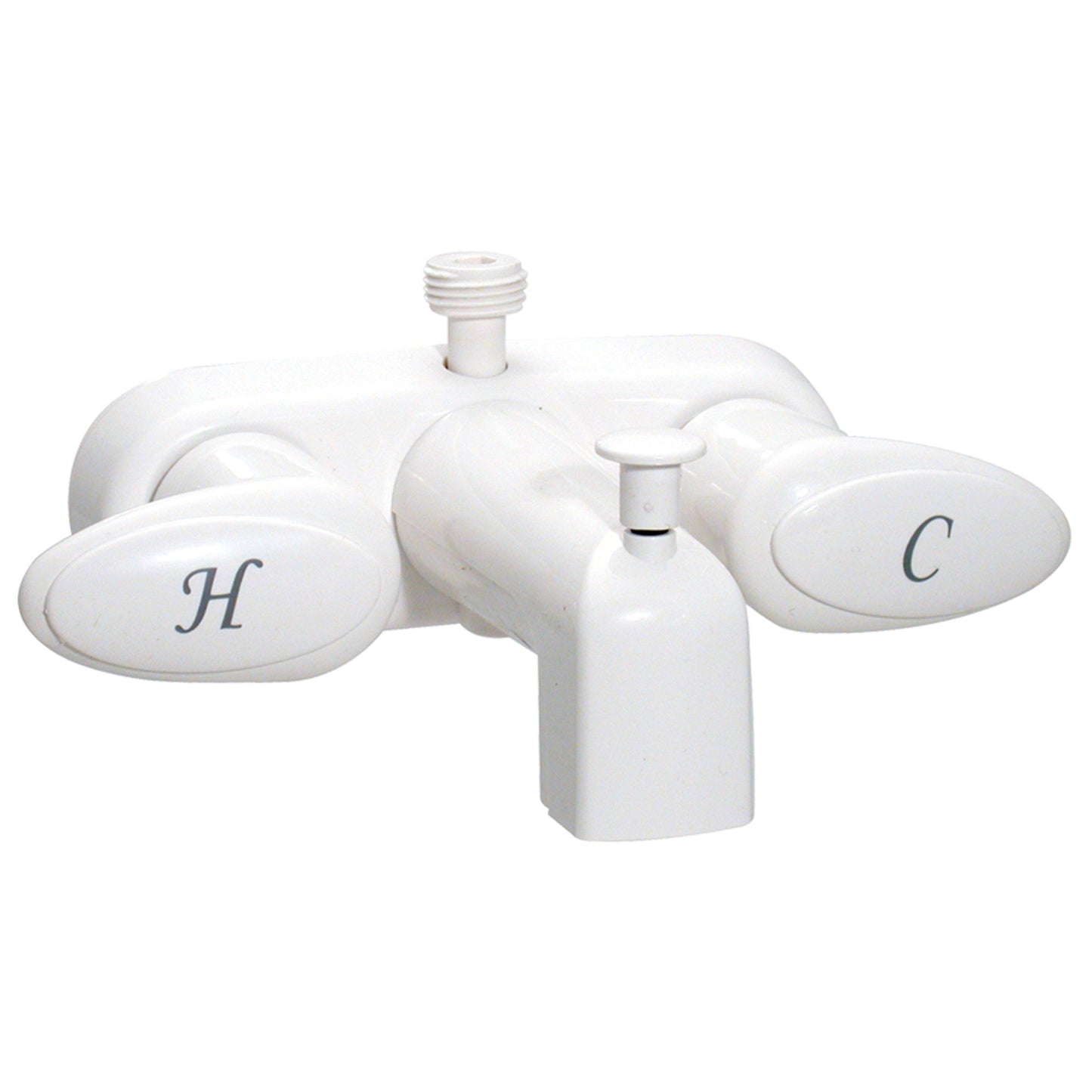 Valterra 2 Lever 0.25 Turn White Plastic Tub Diverter Faucet with D-Spud - 4 Inch | PF223261