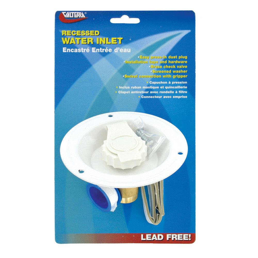 Valterra Recessed Water Inlet with Brass Check Valve and Garden Hose Fitting | A01-0176LFVP