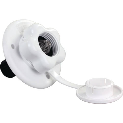 JR Products RV City Water Flange with 1/2 MPT - Colonial White | 160-85-A-2P-A