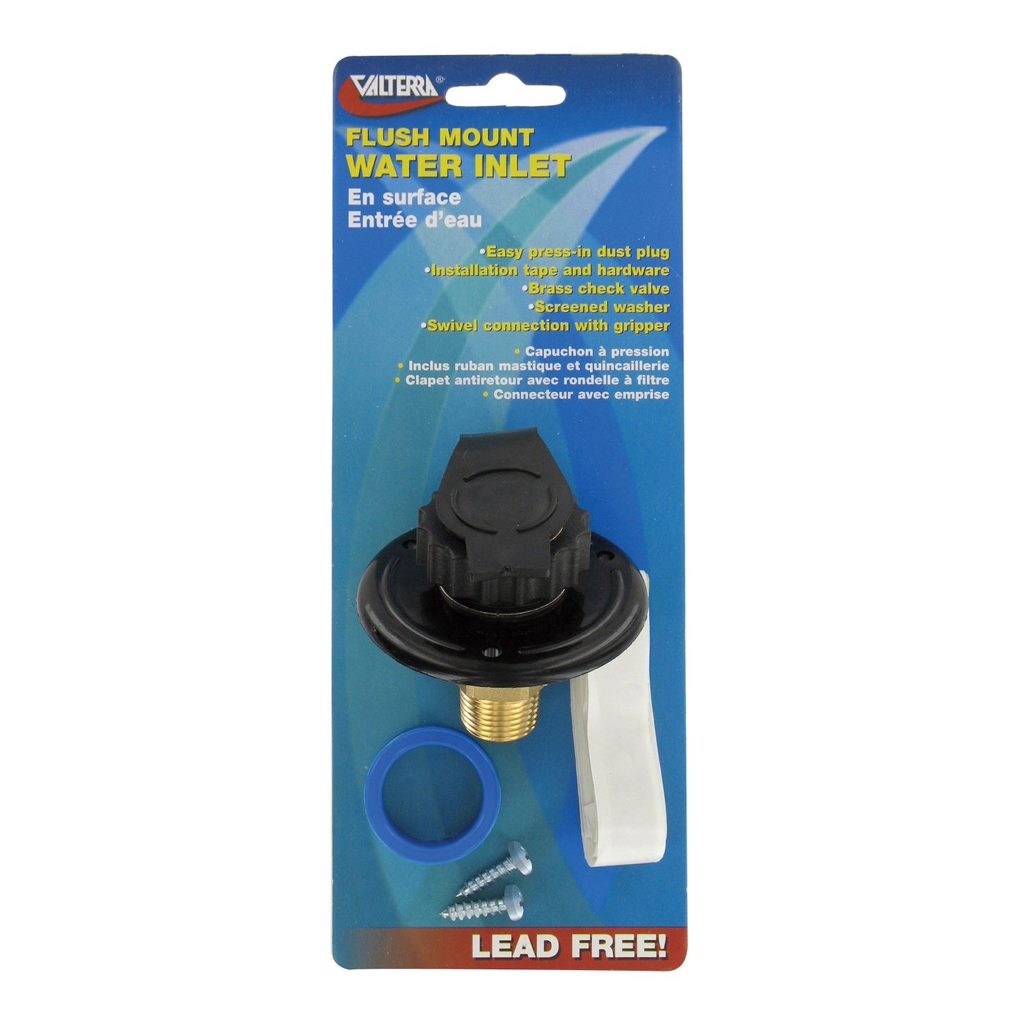 Valterra Flush-Mount Water Inlet MPT 2-3/4 Flange Brass Black | A01-0169LFVP