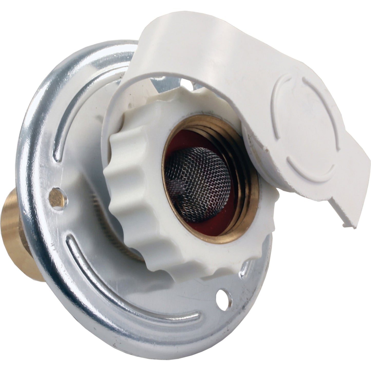 JR Products Aluminum City Water Flange 1/2 FPT X 3/4 for RV Fresh Water Tank | 62175