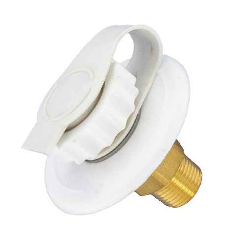 Valterra Fresh Water Inlet for RV - 1/2" Male Pipe Thread, Flush Mount with Check Valve & Dust Plug - White | A01-0170LF
