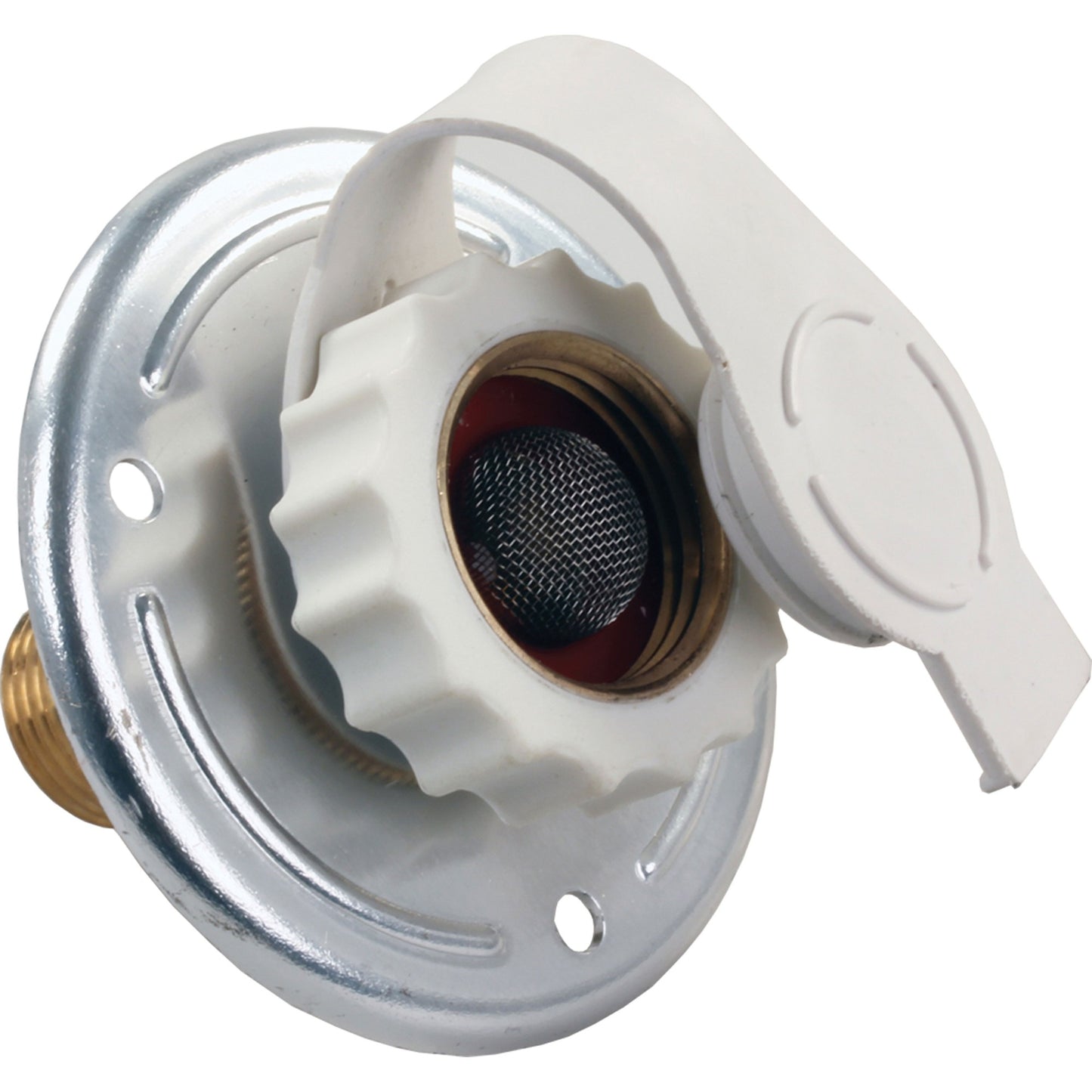 JR Products Aluminum City Water Flange with 1/2 MPT x 3/4 Hose Fitting and Brass Check Valve | 62185