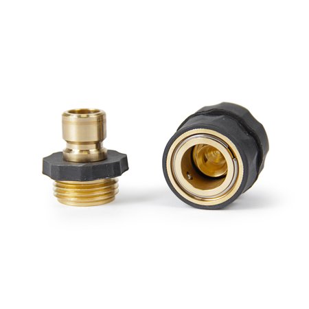 Camco RV Quick Hose Connector - Solid Brass with Automatic Shut Off | 20135