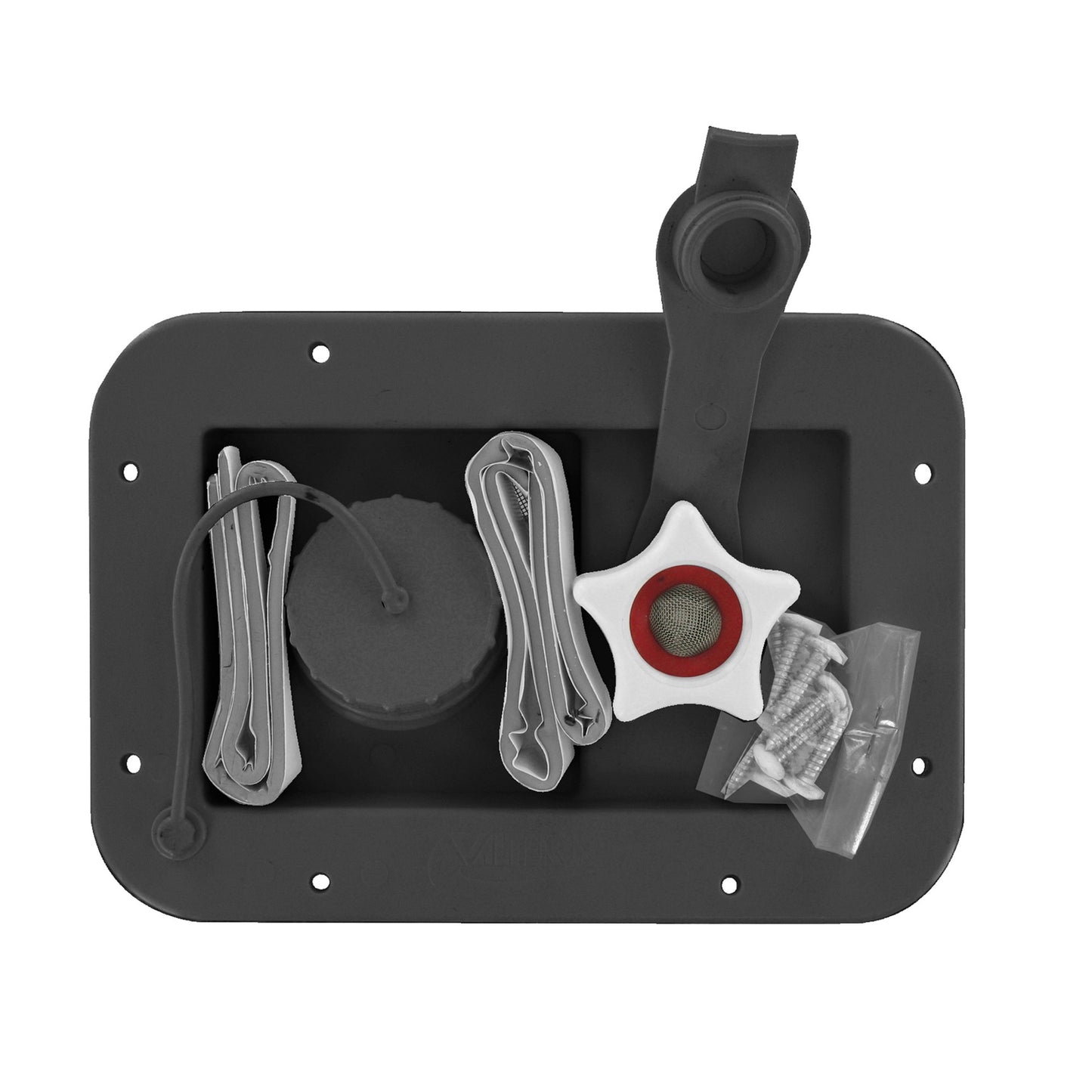 Valterra Gravity/City Water Inlet for RV - Black Rectangular Fill Valve | A01-2001BKVP
