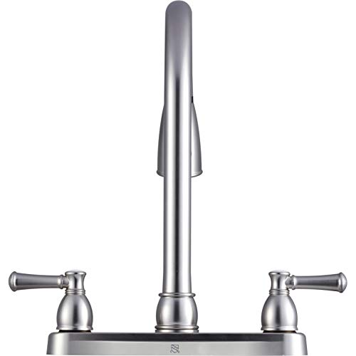 Dura Faucet Non-Metallic Dual Lever Kitchen Faucet with Pull-Down Sprayer and Brushed Satin Nickel Finish | DF-PK350L-SN