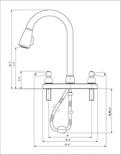 Dura Faucet Non-Metallic Dual Lever Kitchen Faucet with Pull-Down Sprayer and Brushed Satin Nickel Finish | DF-PK350L-SN