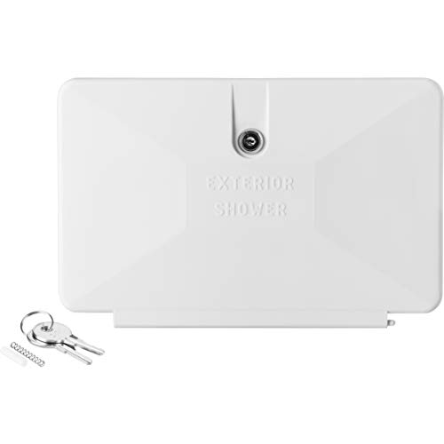 Dura Faucet RV Exterior Shower Box Door Replacement - White - UV-Protected with Lock and Keys | DF-SA170D-WT