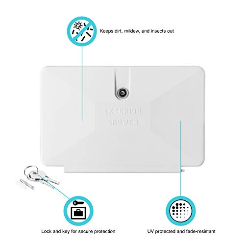 Dura Faucet RV Exterior Shower Box Door Replacement - White - UV-Protected with Lock and Keys | DF-SA170D-WT
