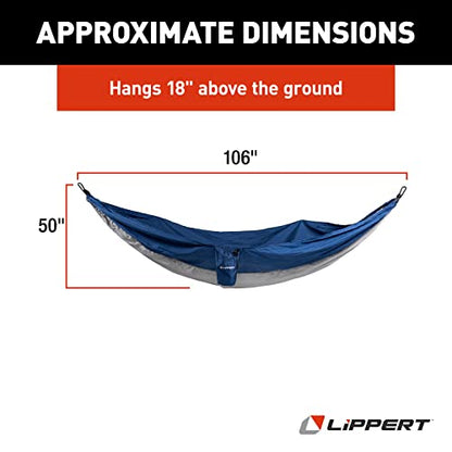 Lippert Cloud Camping Hammock - Lightweight Parachute Nylon - Quick Setup with Eco-Friendly Tree Straps | 2021123291