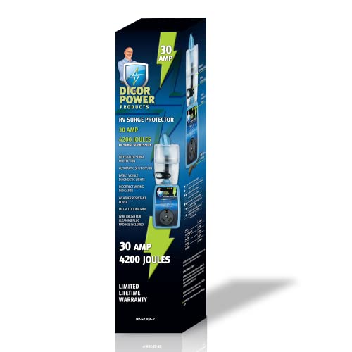 Dicor 30A RV Surge Protector with Auto Shut Off, 4200 Joules, 3-Mode Protection for Campers and Trailers | DP-SP30A-P